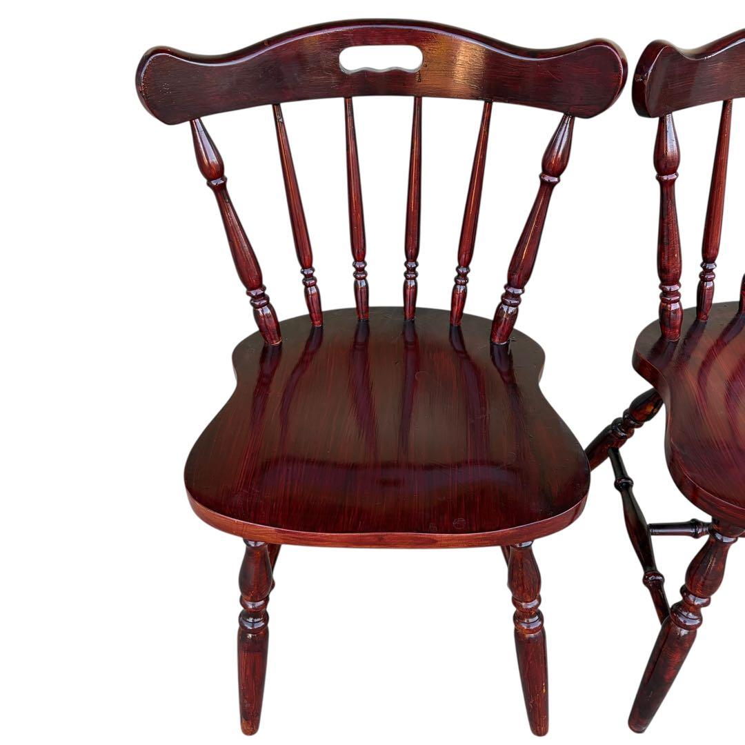 飛騨高山 柏木工 ウィンザーチェア 2脚セット ダイニングチェア ワインレッド②