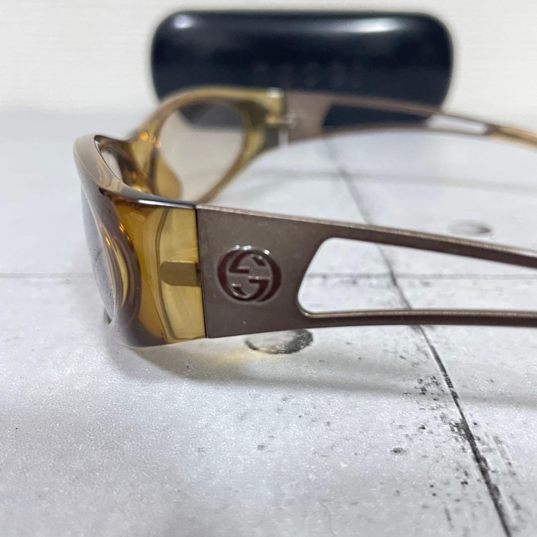 美品　グッチ　1487 インターロッキング　サイドロゴ　GGロゴ　サングラス　茶