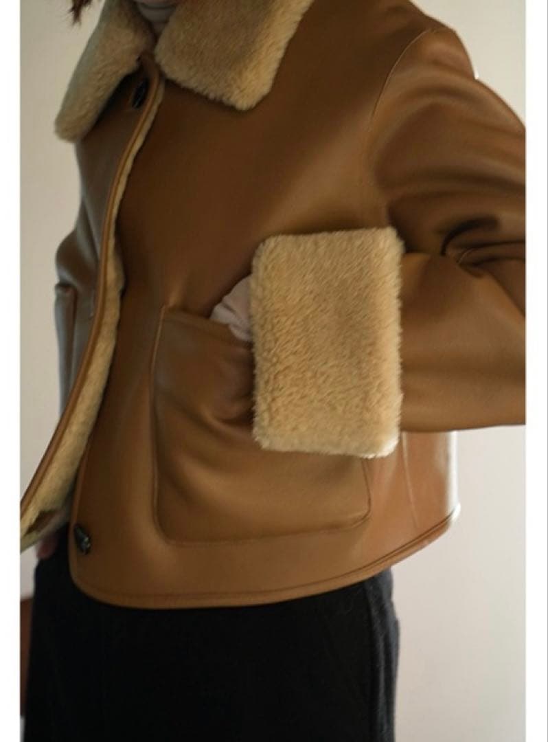 ジャケット・アウター CLANE VEGAN LEATHER BOA SHORT JACKET