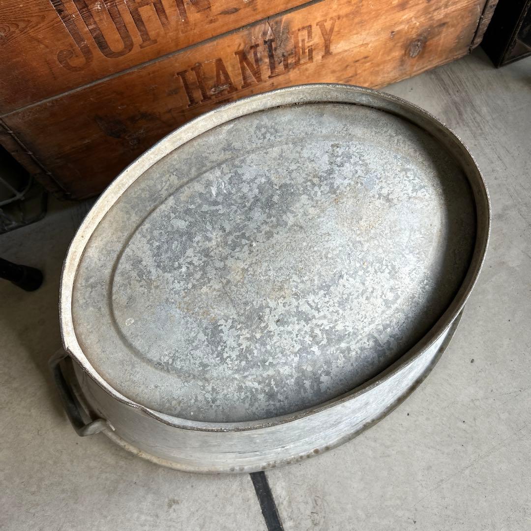 特大 ヴィンテージ 鉄製 タライ メタル バケツ 蚤の市 ジャンクガーデン