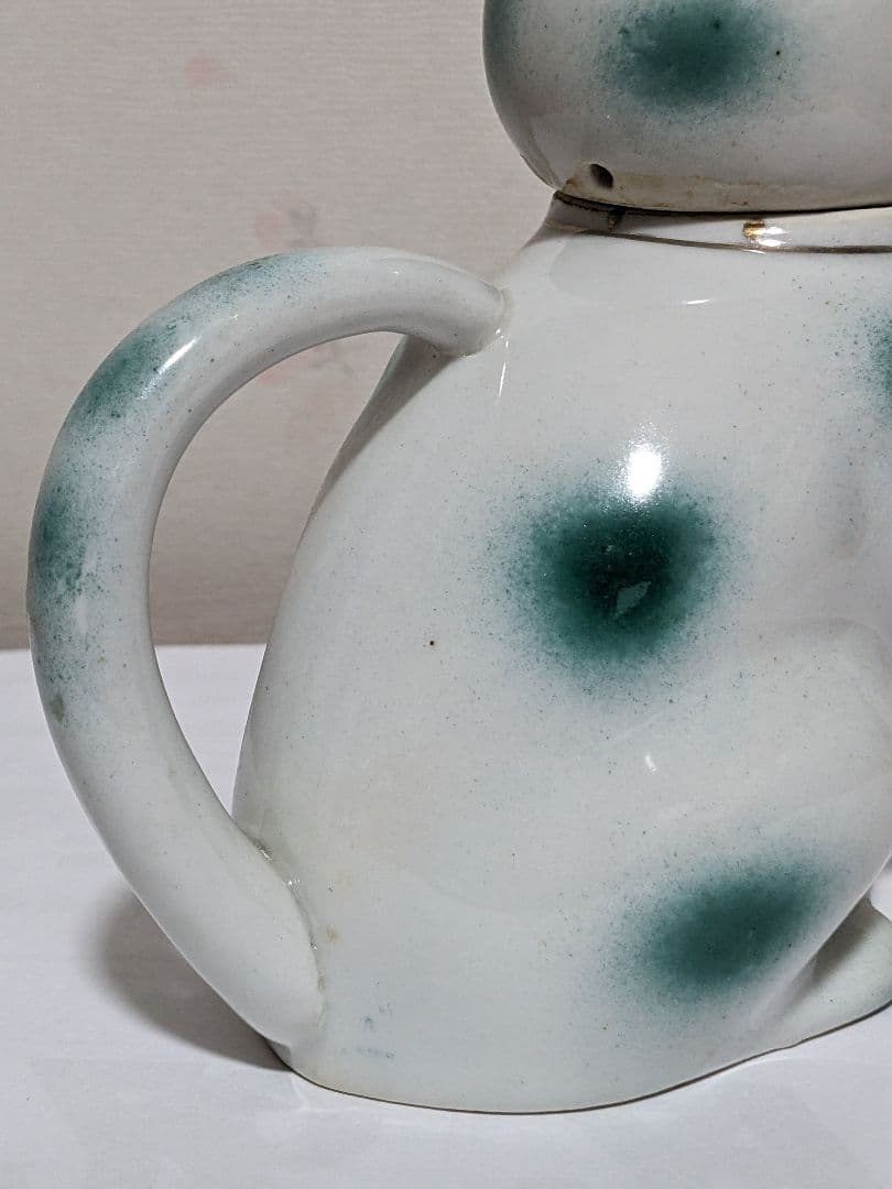 ♦中国 古玩 招き猫 自在 猫形 水注 急須 茶道具 置物飾り 骨董品 古美術品