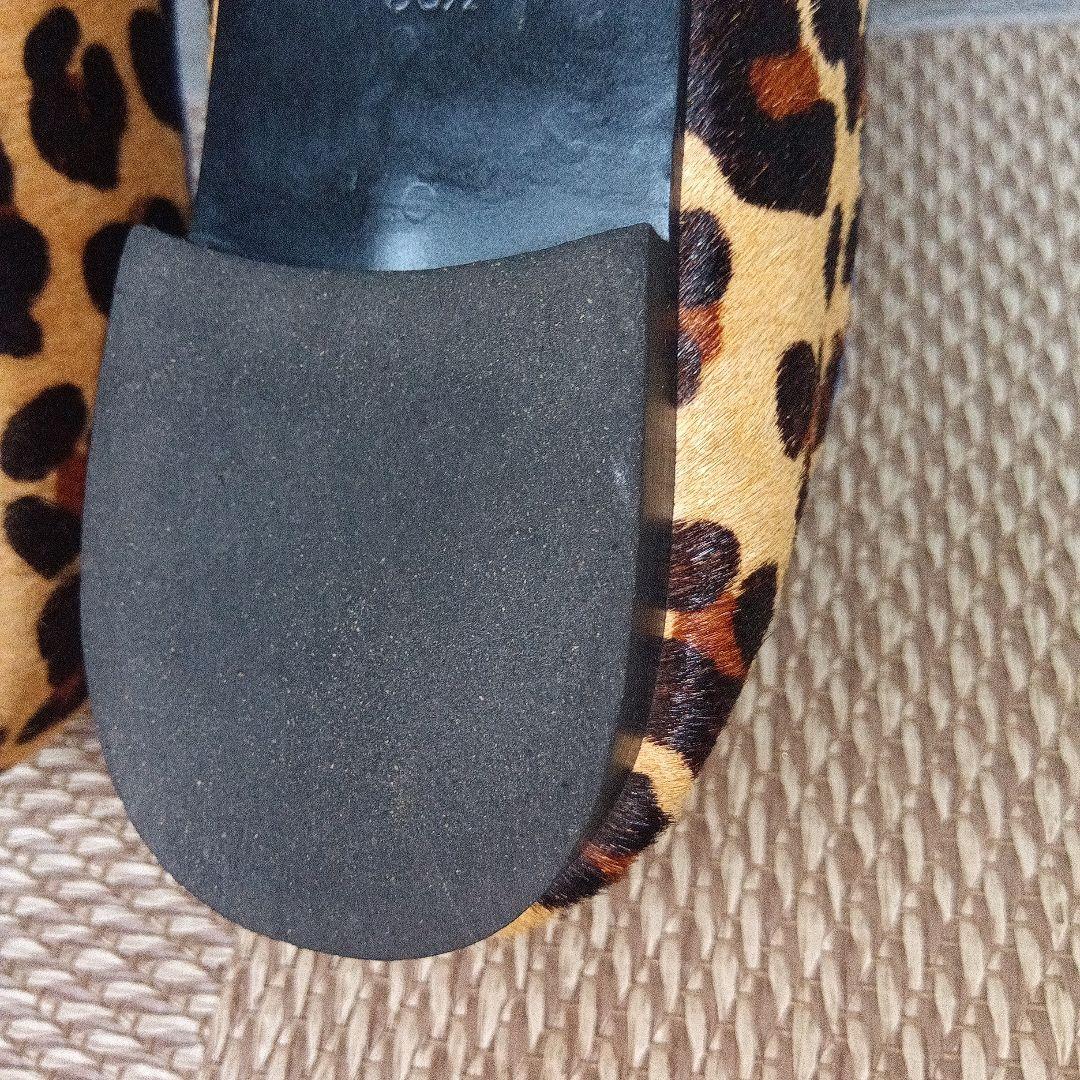 【美品】Chatelles シャテル フラットパンプス レオパードハラコ36.5