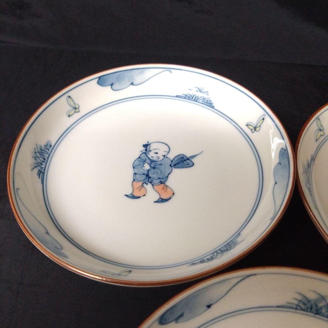 未使用 有田焼 幸祥窯　唐子　銘々皿5枚　縁起物　お祝い