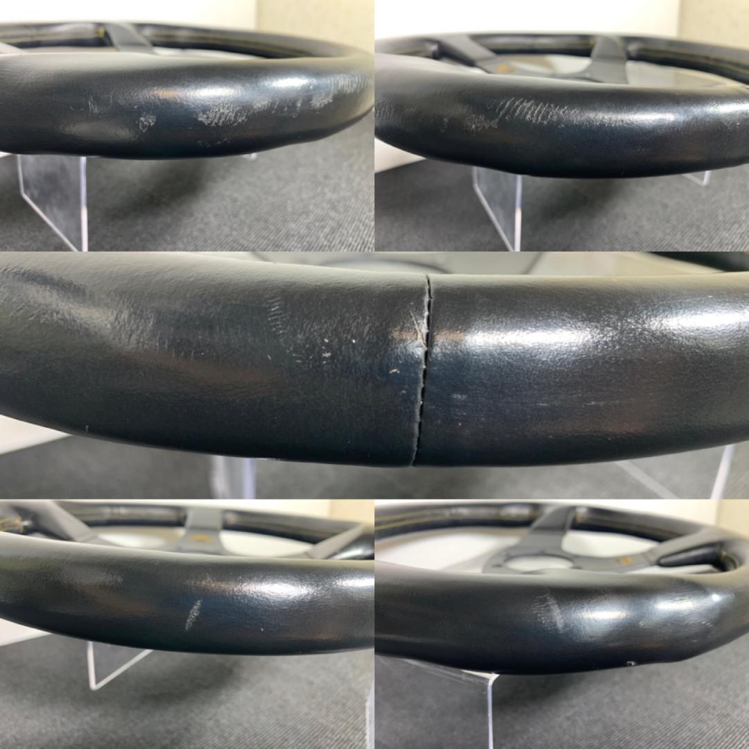 パーソナル レザーステアリング イエローステッチ 34パイ 当時物 希少