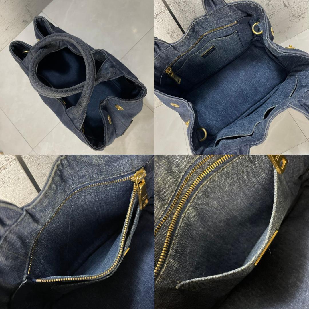 PRADA カナパ プラダ 2way ショルダーバッグ ハンドバッグ S デニム