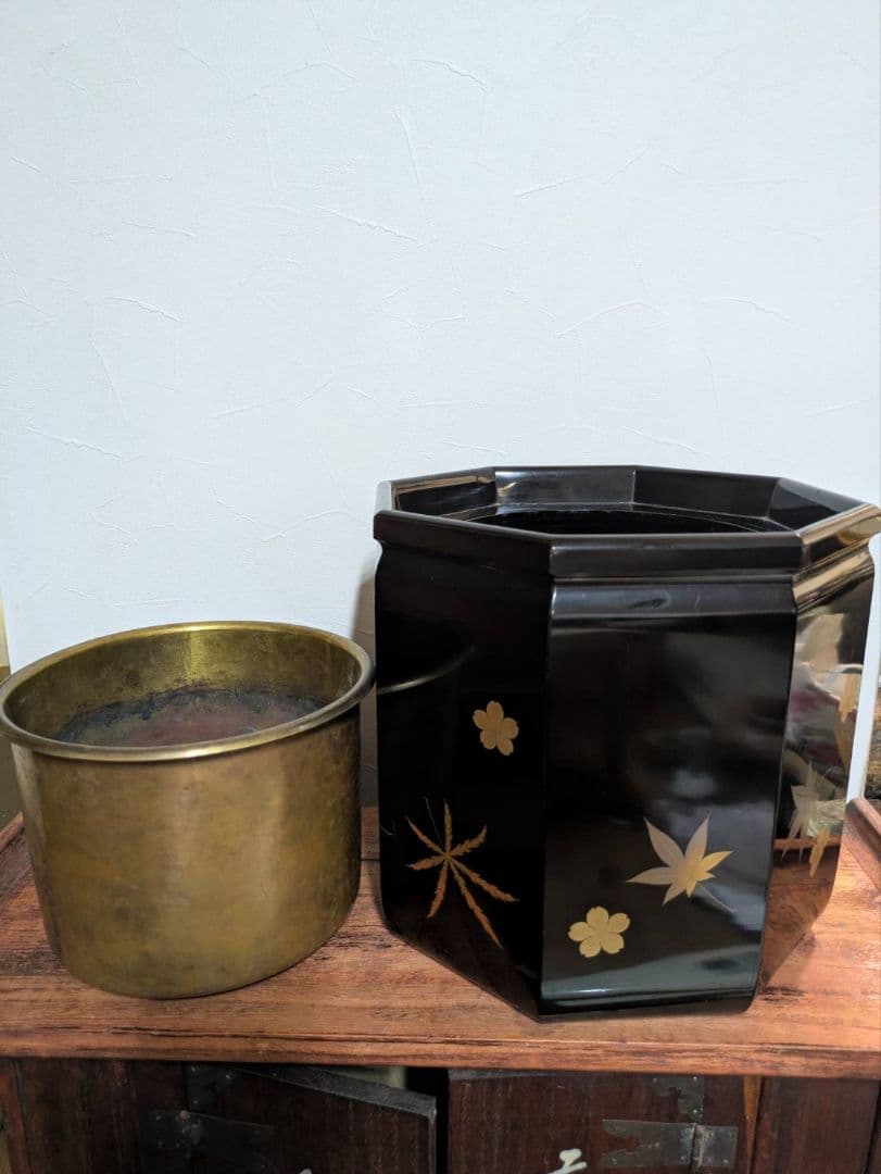 骨董品 明治〜大正 昭和初期 輪島塗り 輪島 蒔絵 八角 手炙り 角火鉢 火鉢
