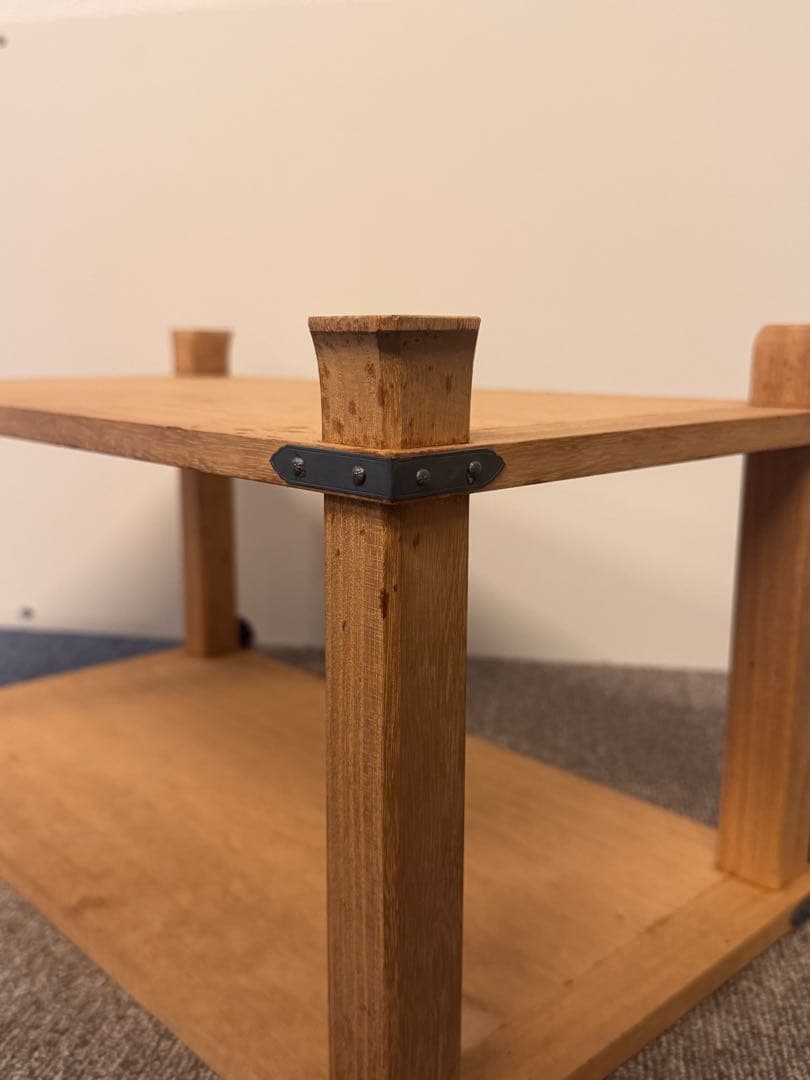 塗師 長谷川祐斎 作 冠基 房飾 共箱 木製 花台 二段