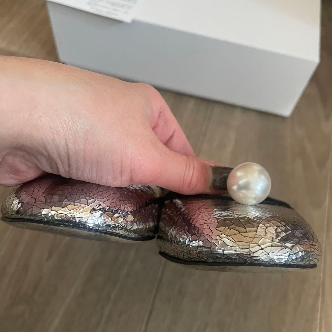 美品　PIPPICHIC サイズ36 シルバーパールフラットシューズ