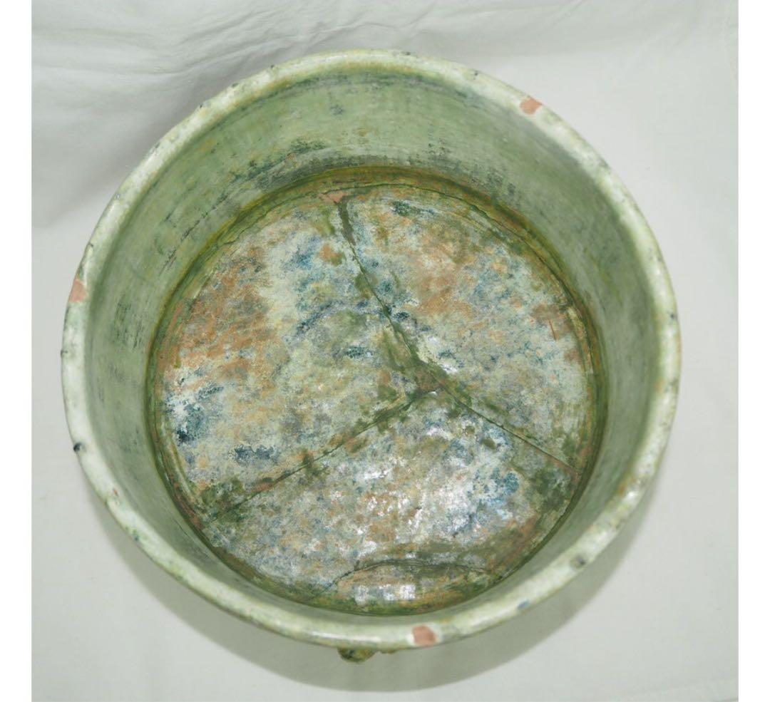 送料無料★博物館級★前漢～後漢時代 前1～後1世紀　銀化緑釉温酒樽明器本物保証