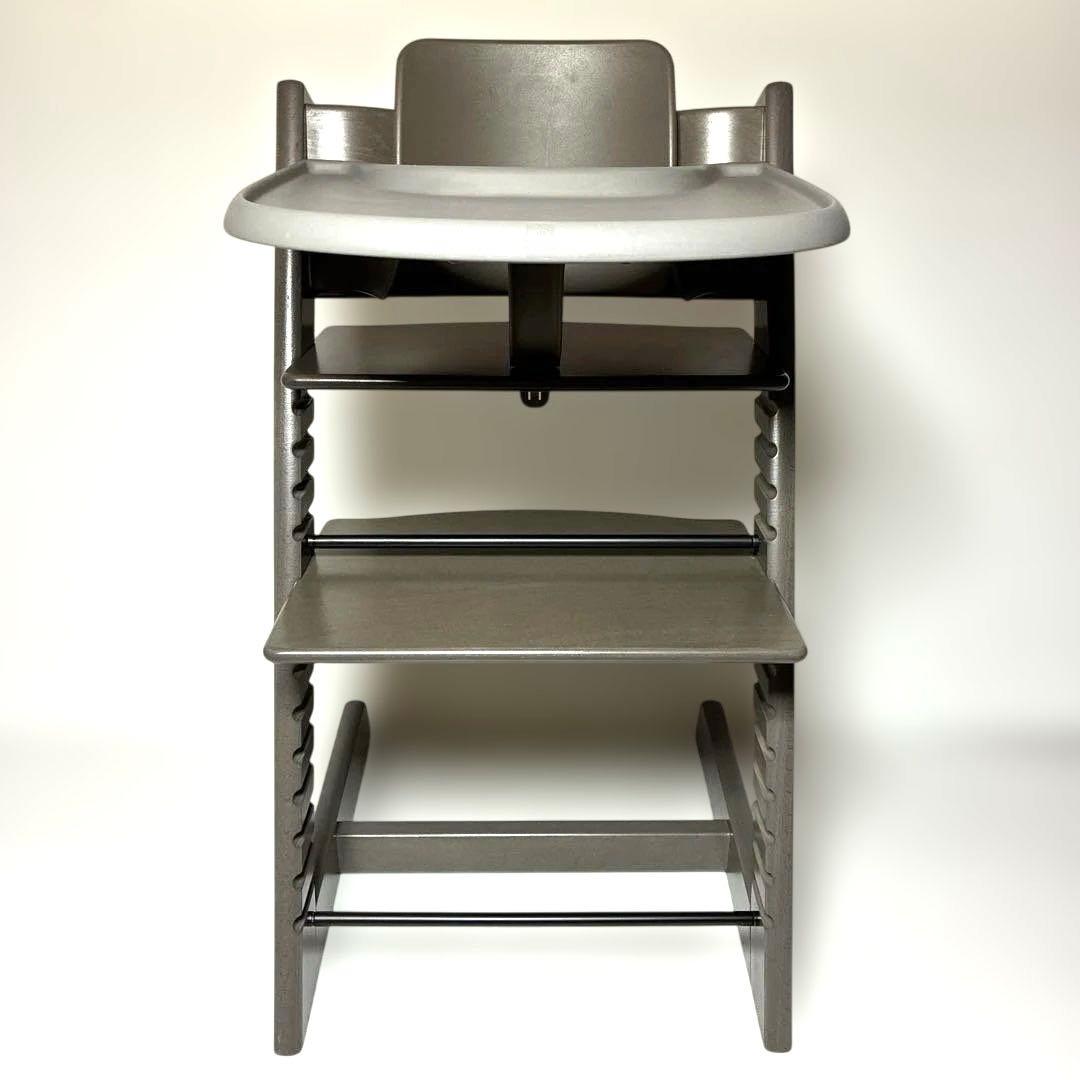 美品　ストッケ　トリップトラップ　ヘイジーグレー　ベビーセット&トレイ付　No4