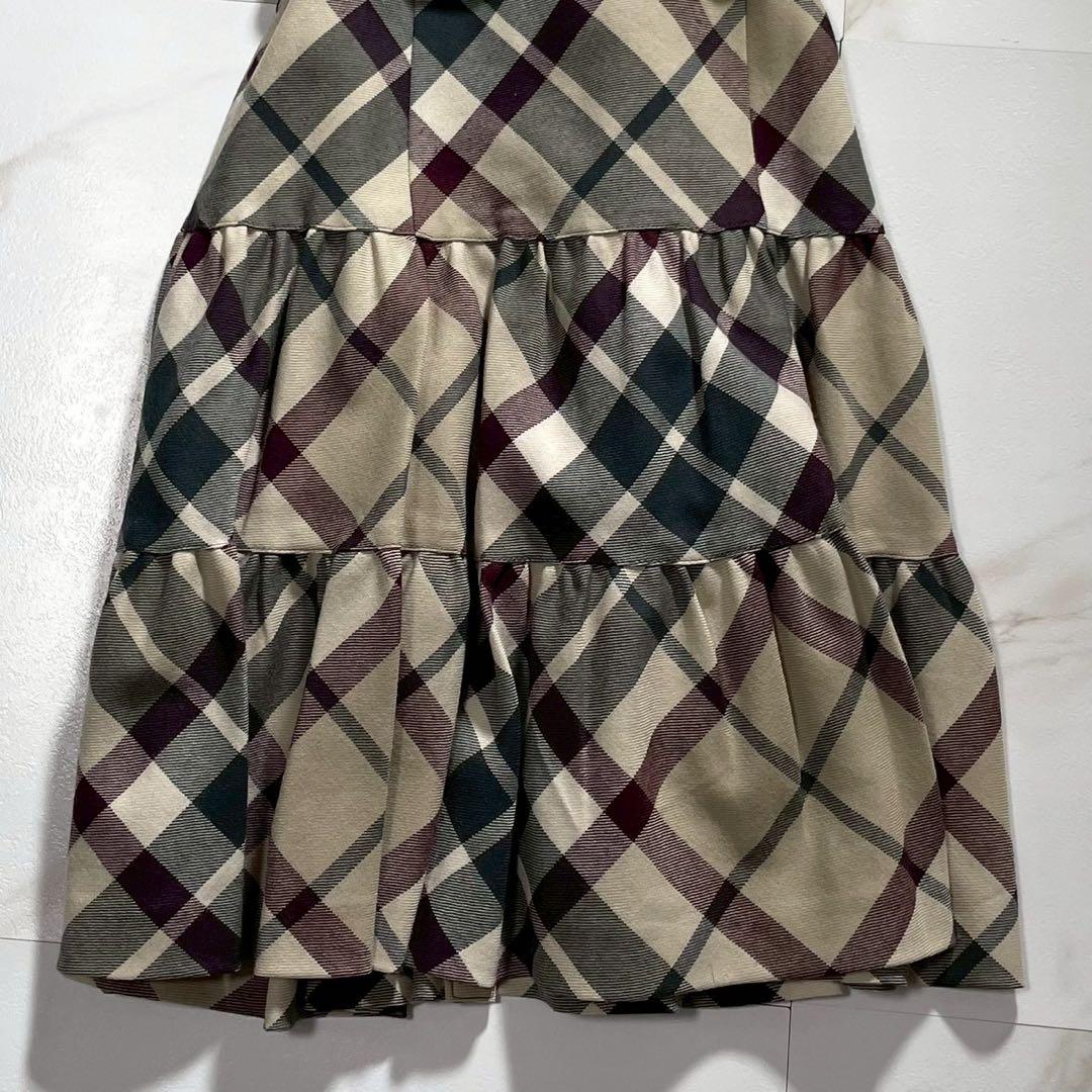 美品✨バーバリーブルーレーベル ノバチェックティアードワンピース ホース ベルト