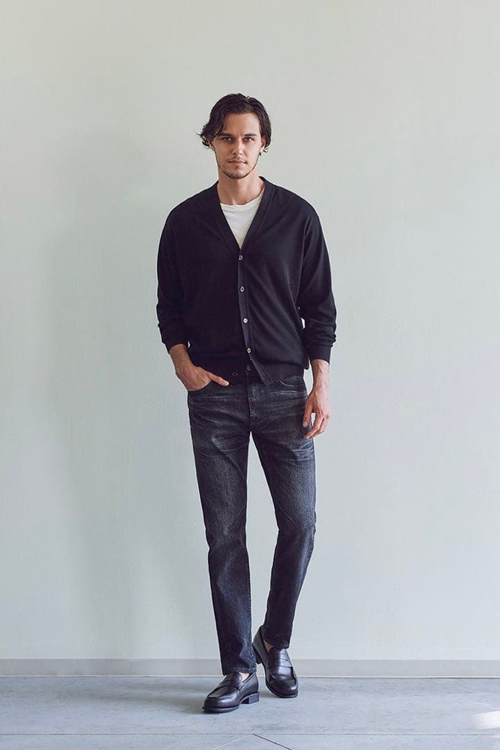 YANUK VINCENT Ⅱ スリムテーパード デニム ブラック 28 藤原裕