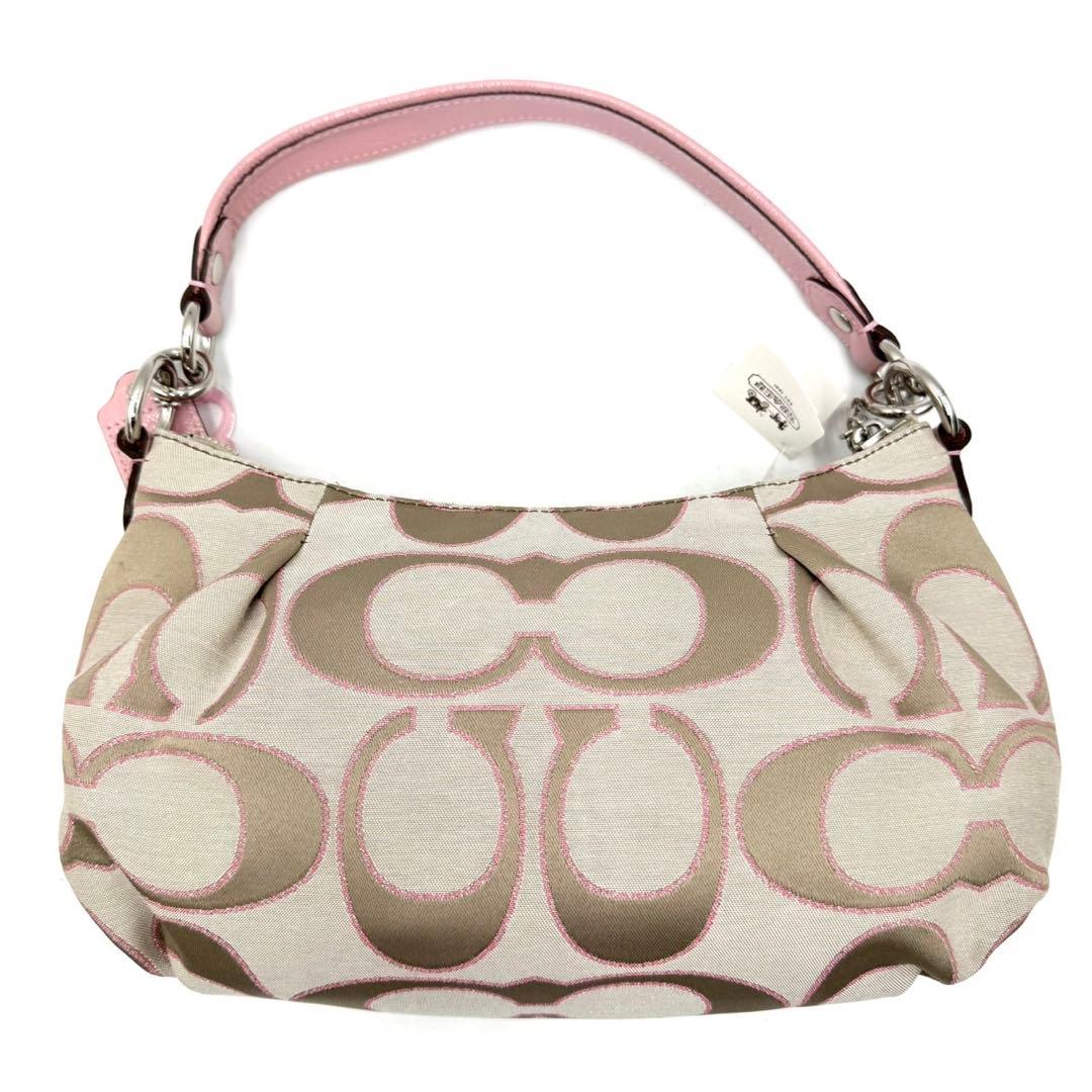 未使用保管品 COACH 2way バッグ ポピー シグネチャー ピンク