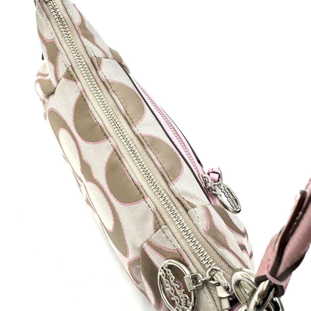 未使用保管品 COACH 2way バッグ ポピー シグネチャー ピンク