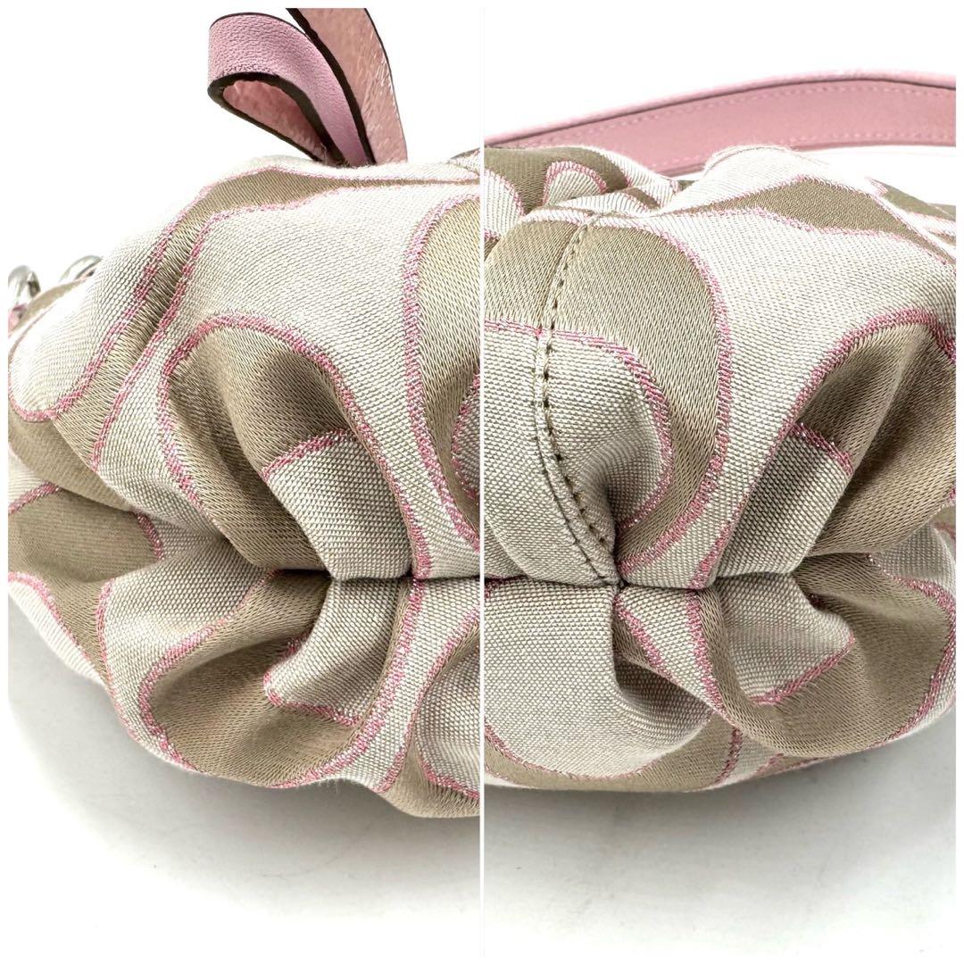 未使用保管品 COACH 2way バッグ ポピー シグネチャー ピンク