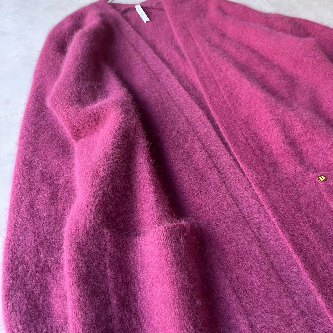 Dignite collier シャギーニット ロングカーディガン マゼンタF