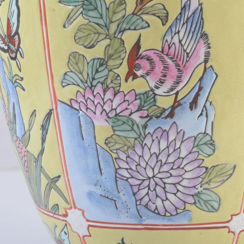中国　粉彩　花草鳥文瓶　花瓶　V　9820A