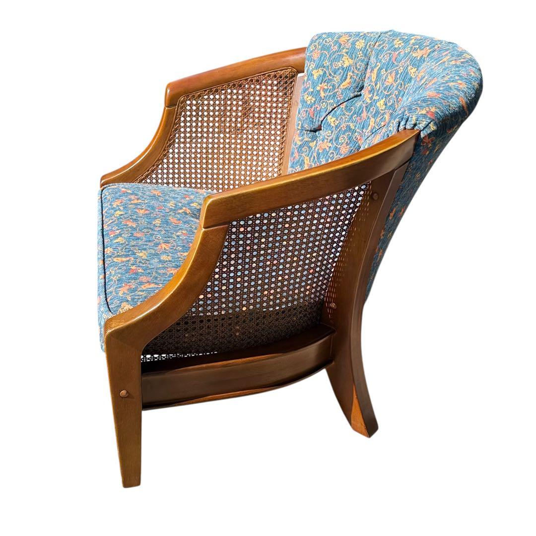 KZ031 【廃盤】三越ブルージュ　カントリーハウス　籐　1Pソファ　小花柄