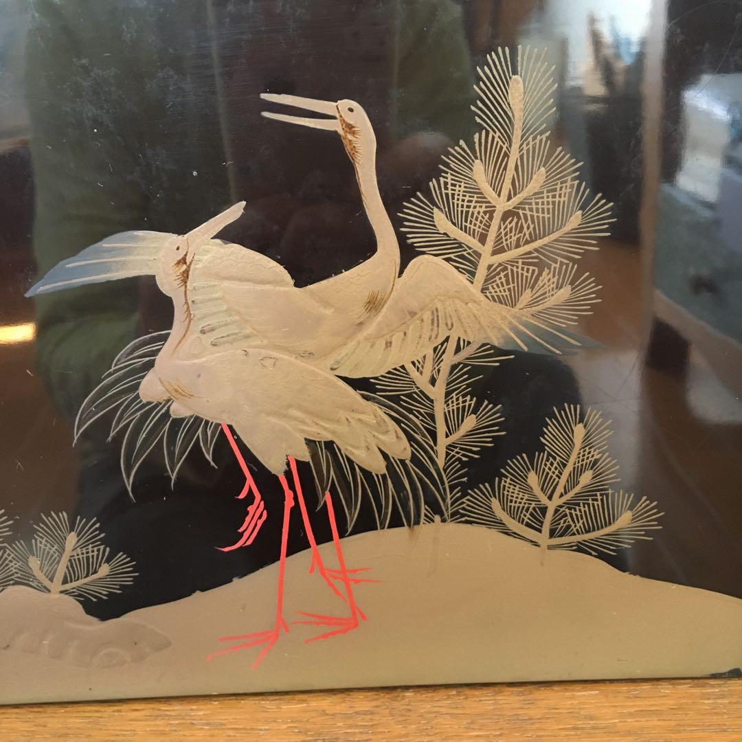 煙草盆　鶴　松蒔絵　茶道具　タバコ盆　アンティーク