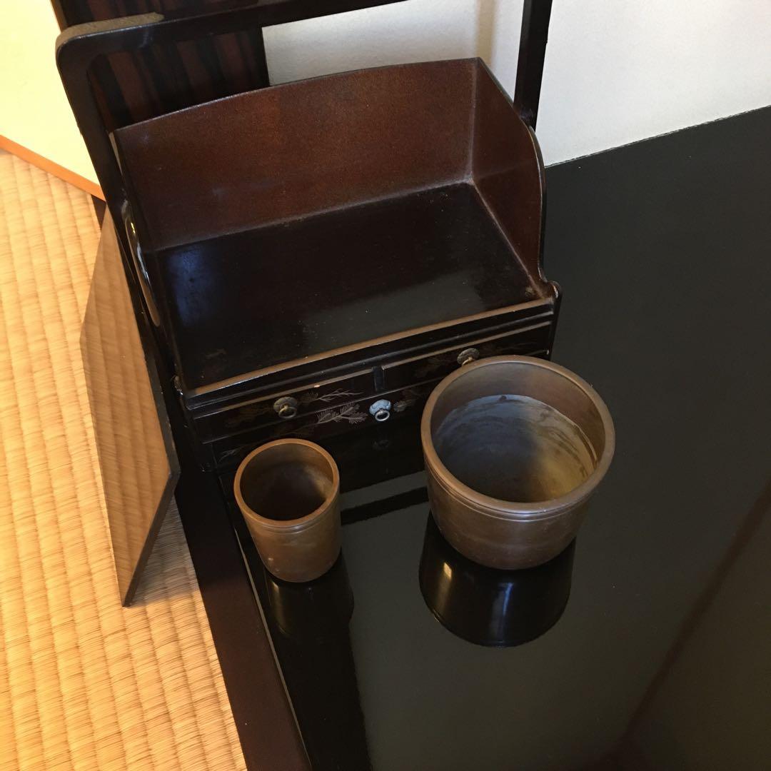 煙草盆　鶴　松蒔絵　茶道具　タバコ盆　アンティーク