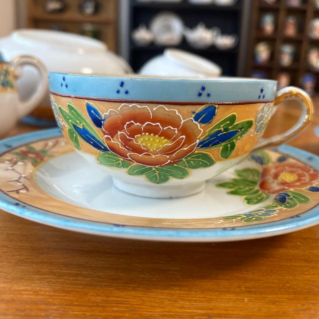 オールドジャパン　英国里帰り　ラスター彩　盛り上げ　チルドレンズ　ティーセット