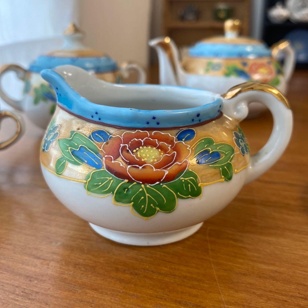 オールドジャパン　英国里帰り　ラスター彩　盛り上げ　チルドレンズ　ティーセット