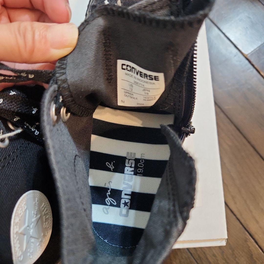 アニエスベー×コンバース キッズ ハイカットスニーカー　チャック付き　　19cm