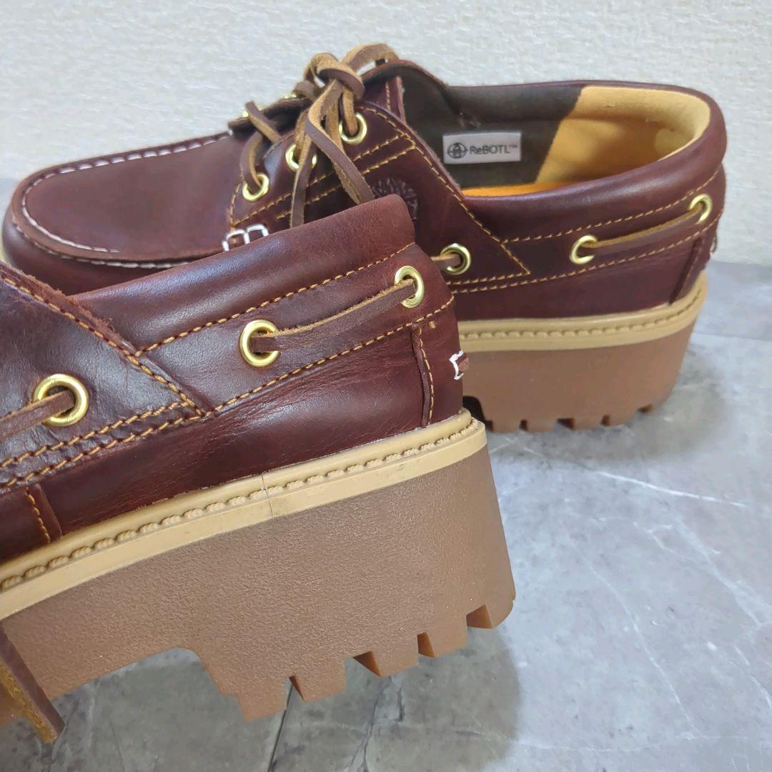 美品☆24㎝ Timberland ストーン ストリート ボート 厚底 モカシン