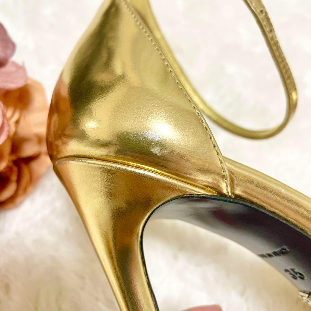 美品✨PRADA プラダ サンダル ハイヒール メタリック ゴールド 22.5