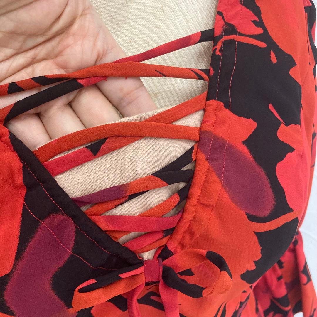 良品 フラメンコ衣装 ワンピース ティアード ロングドレス オーダーメイド 花柄