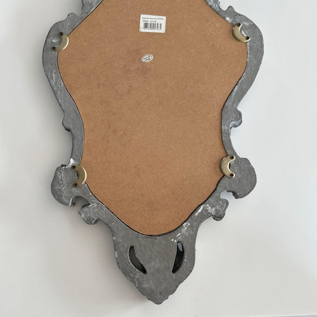 アンティーク調　 グレー 壁掛け鏡