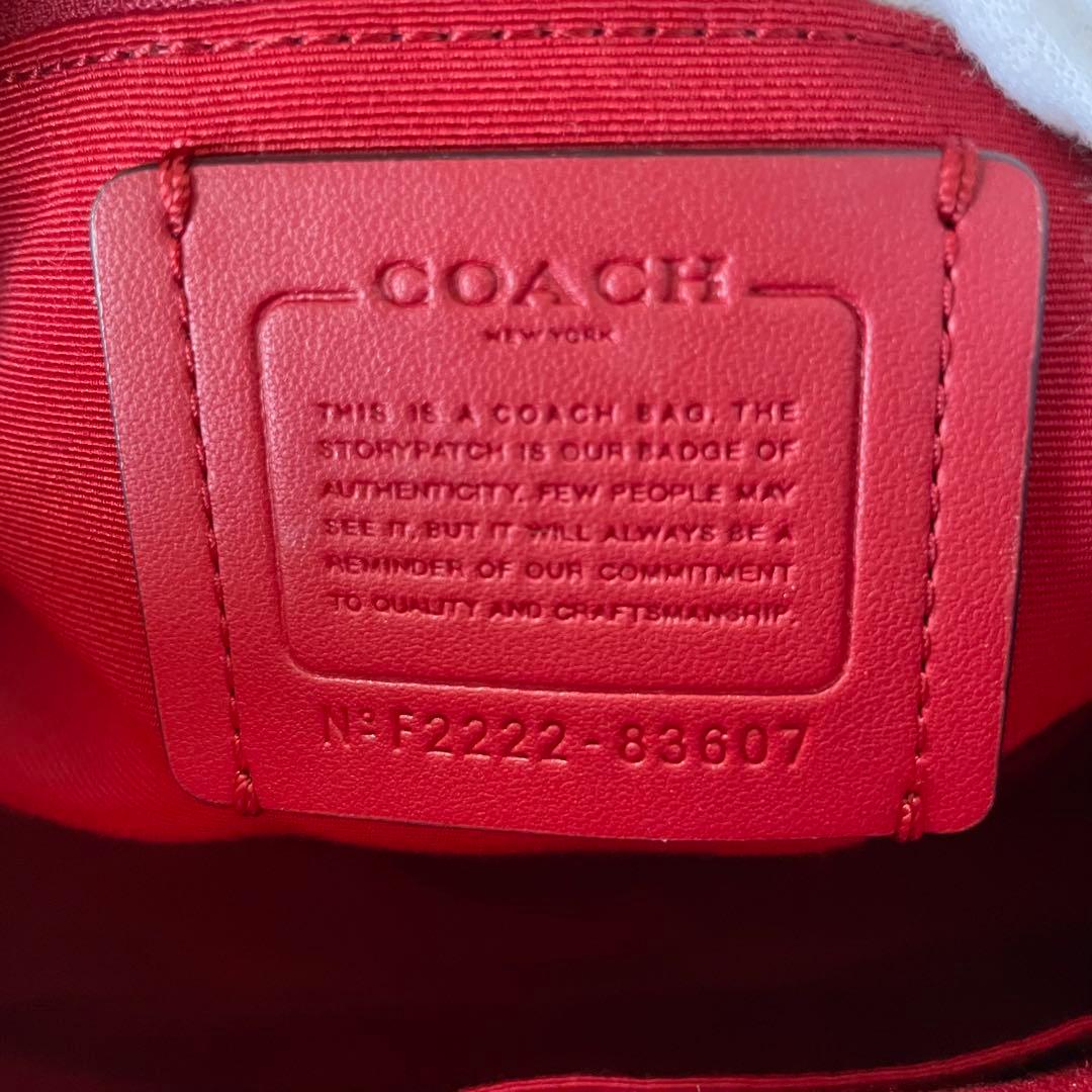 【美品】coach ミニボストン 2way ショルダーバッグ シグネチャー 赤