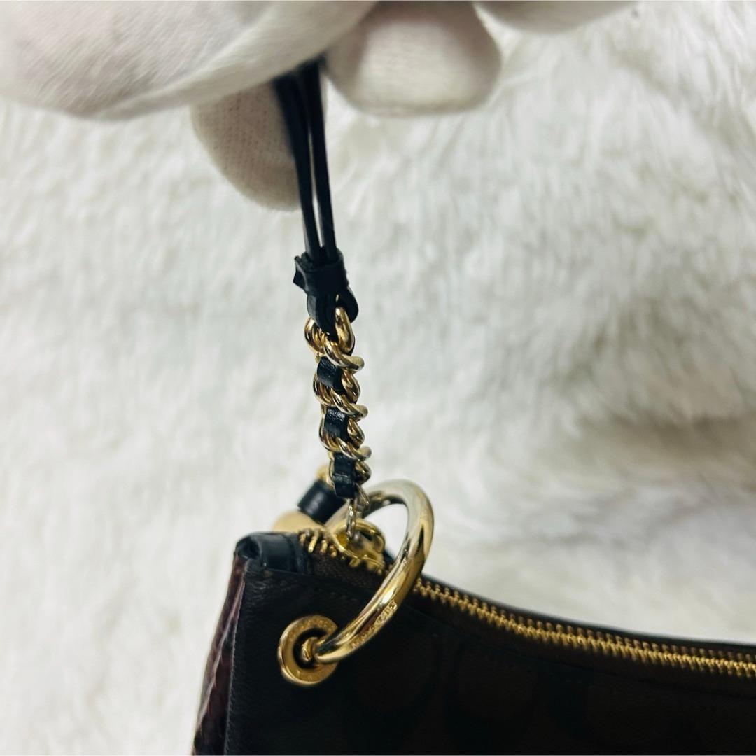 コーチ シグネチャーワンショルダーバッグ 肩掛け パイソン ブラウン