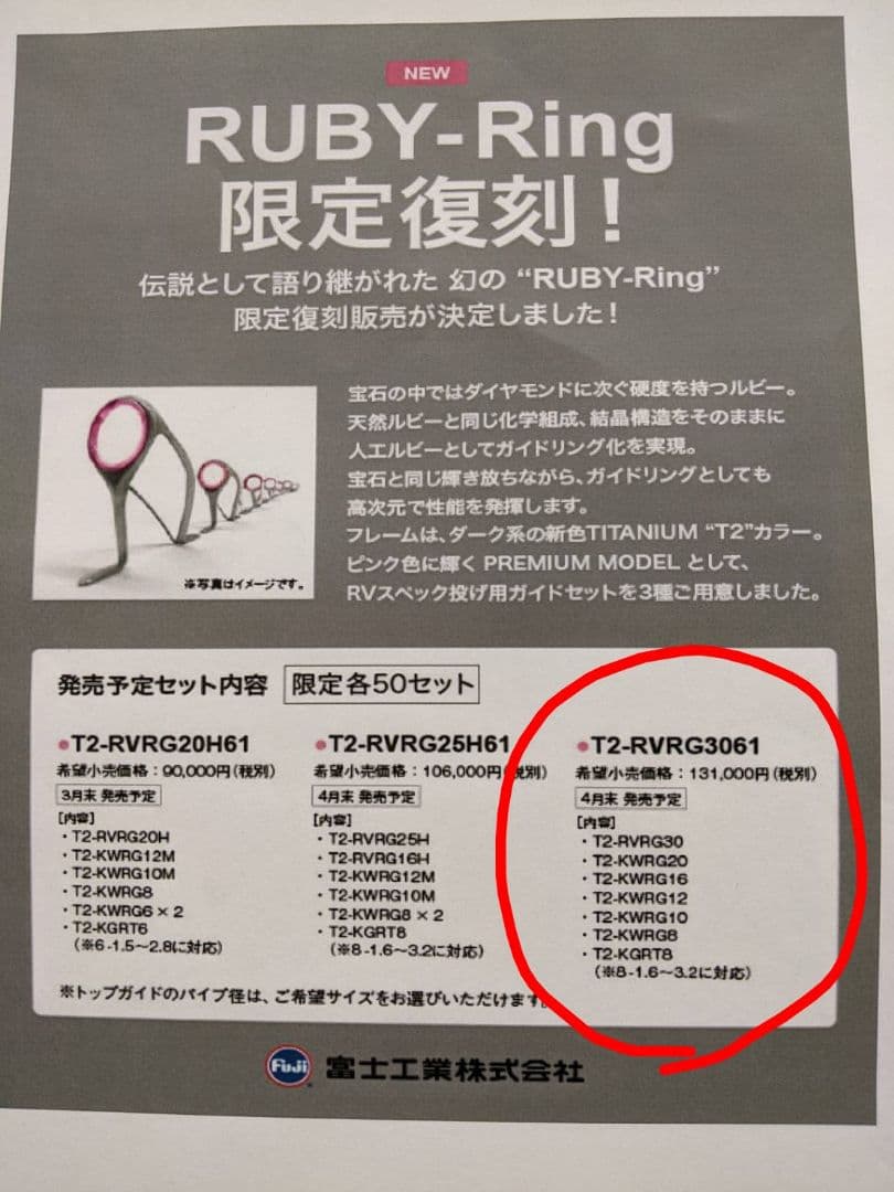 Fuji T2-RVRG3061 RUBY-Ring ルビーガイドセット