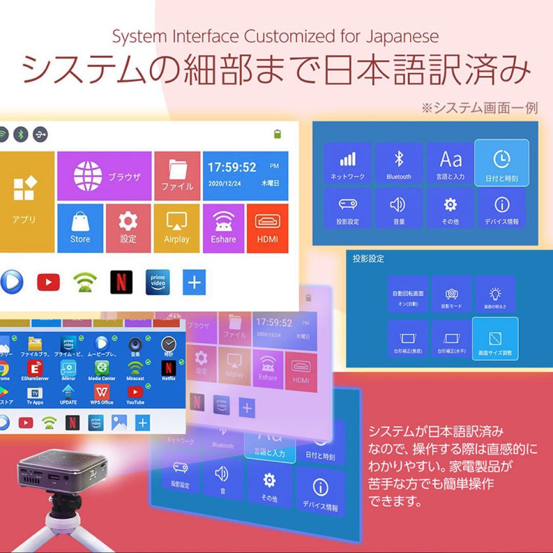 Youtube内蔵4K対応スマートミニモバイルプロジェクター