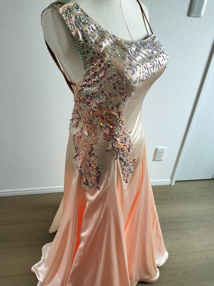 社交ダンス　サーモンピンクスタンダードドレス☆