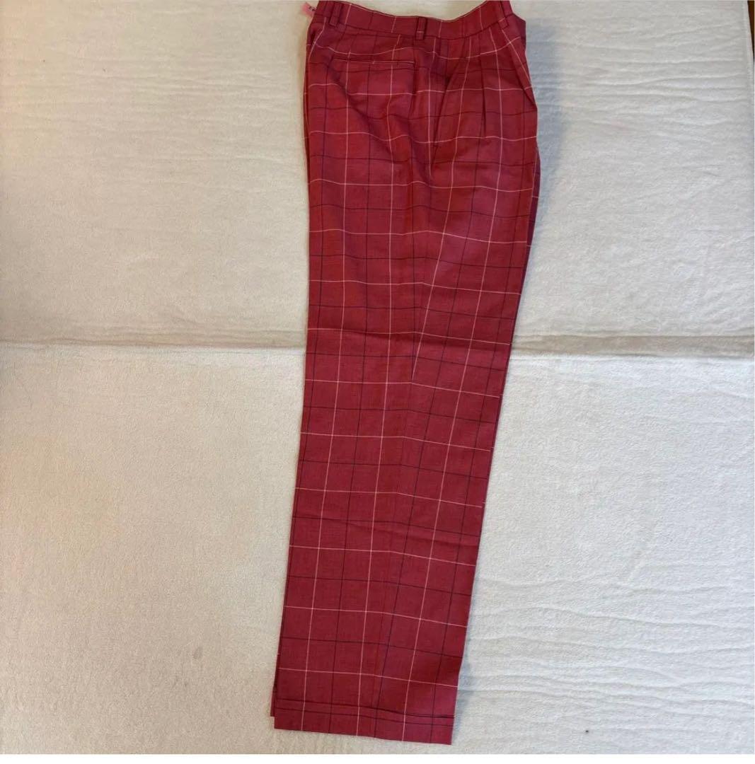 【PEARLY GATES】赤チェック柄ゴルフパンツ LL