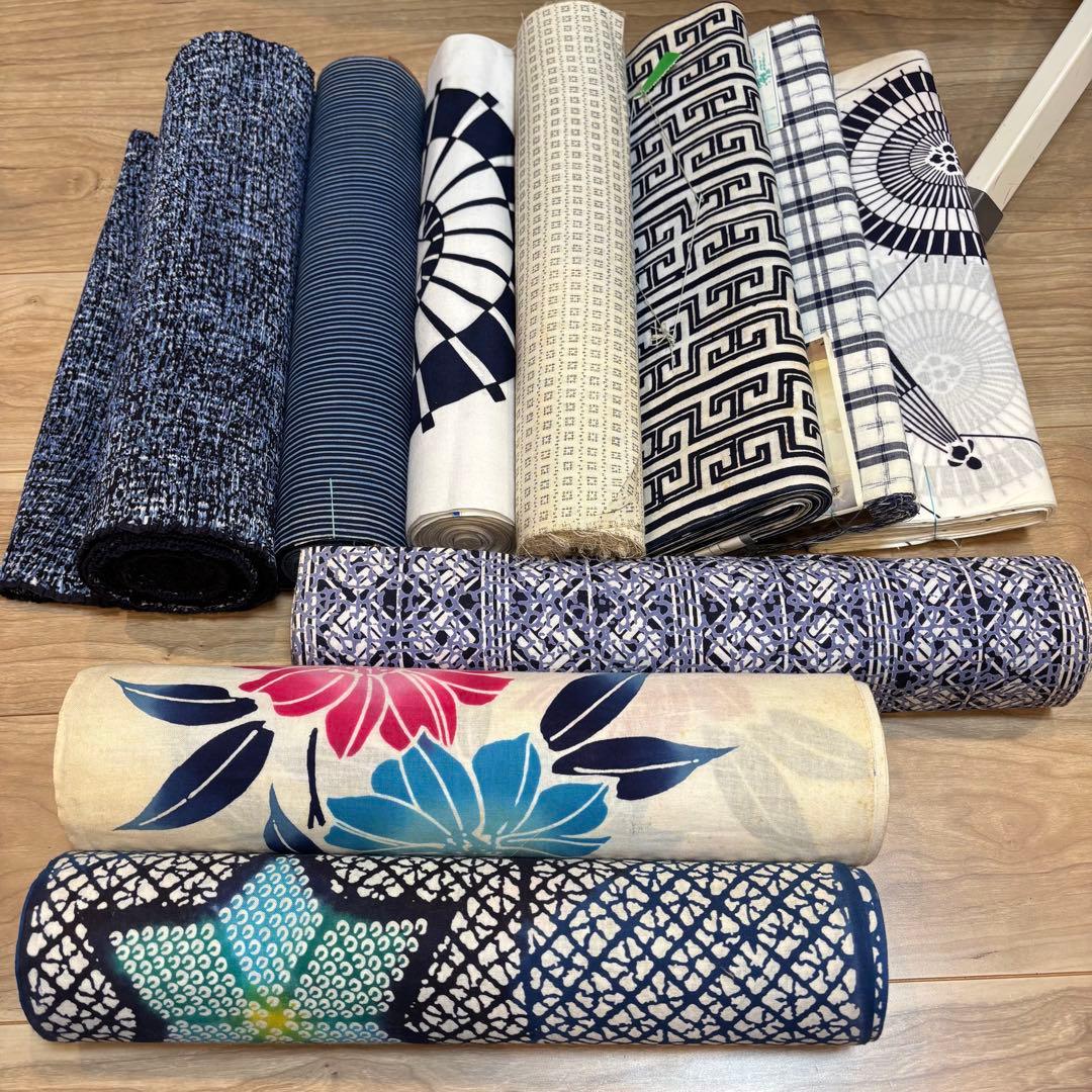 H格安 リメイク用　素材　 まとめ売り　着物　和服　10点　本染　浴衣　反物　星