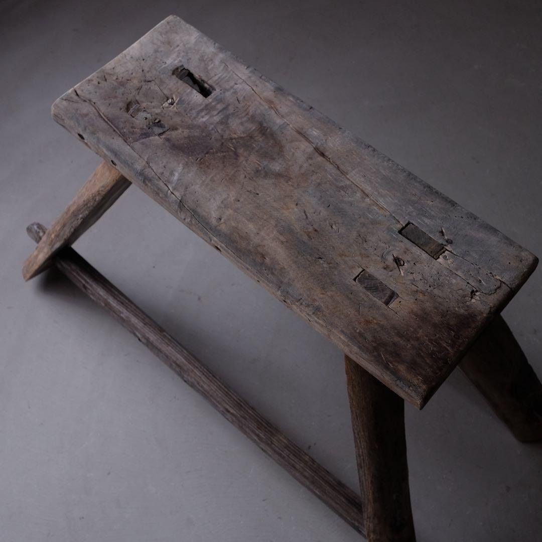 古い木製スツール　ベンチ チェア 椅子 展示台 花台 プリミティブ 古家具 骨董
