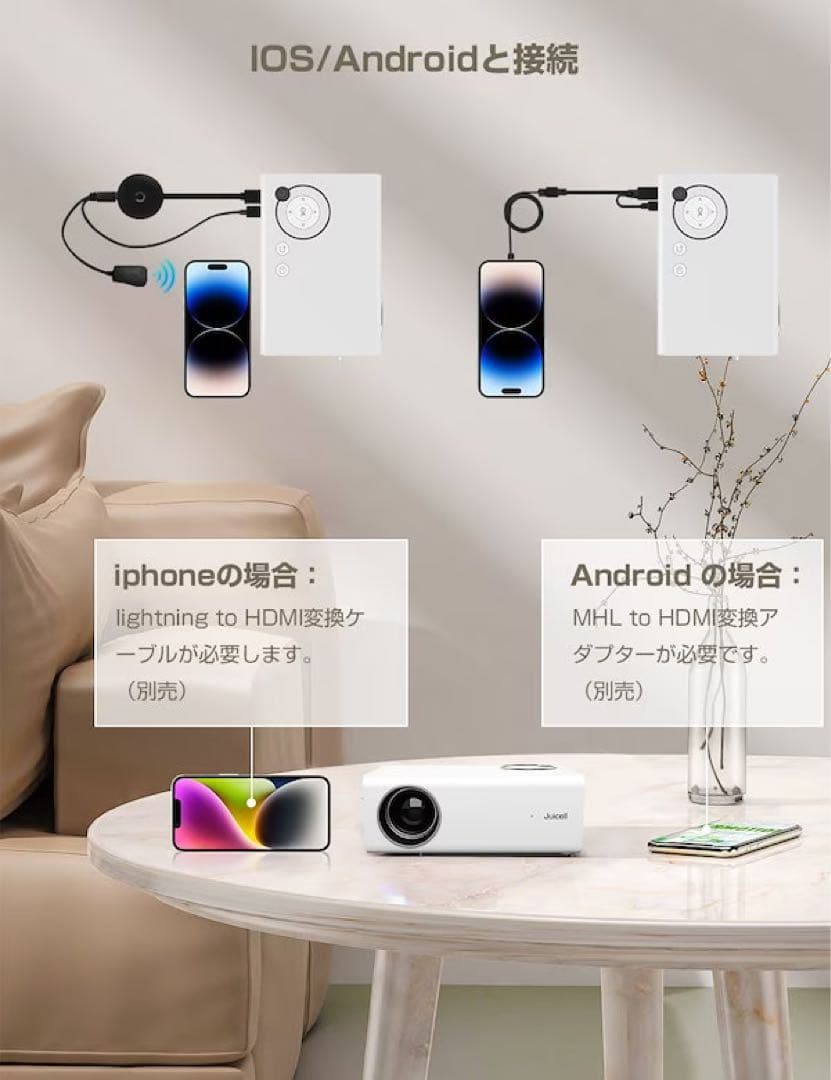 プロジェクター 超小型 12000LM 1080Pネイティブ解像度 4K対応