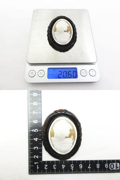 ヴィンテージ K18 べっ甲 カメオ ブローチ ペンダントトップ アクセサリー