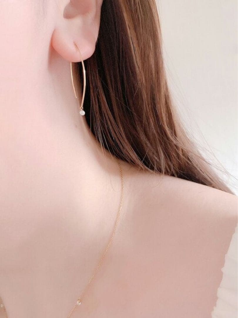 アーカー AHKAH ベアリーフピアス【片耳】K18 ダイヤモンド ゴールド