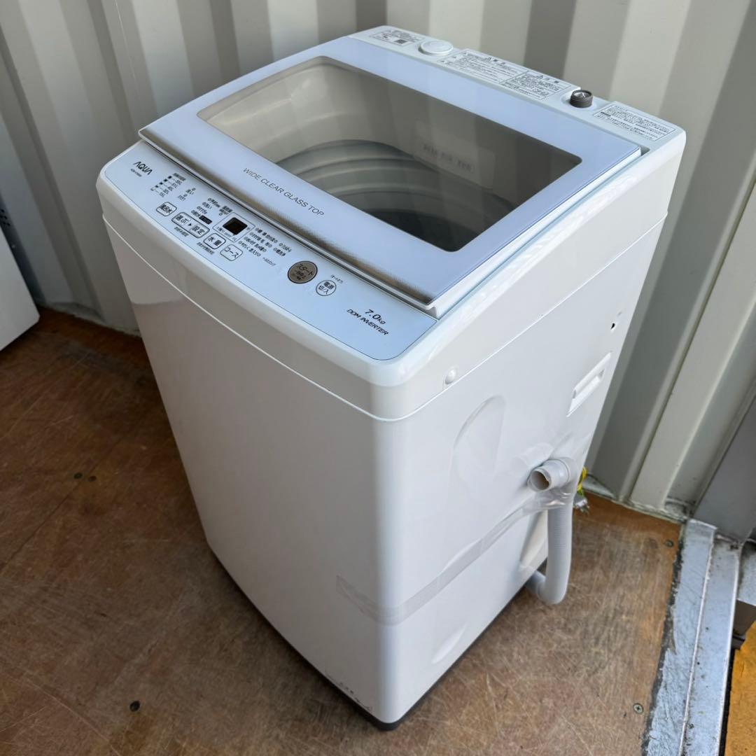 55⭐️2022年製★アクア　洗濯機 インバーター　7KG 一人暮らし　ガラス扉