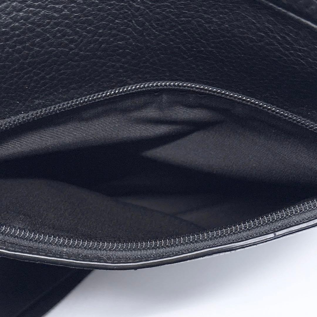 美品✨コーチ ショルダーバッグ チャールズ シボ革 シルバー金具 ブラック