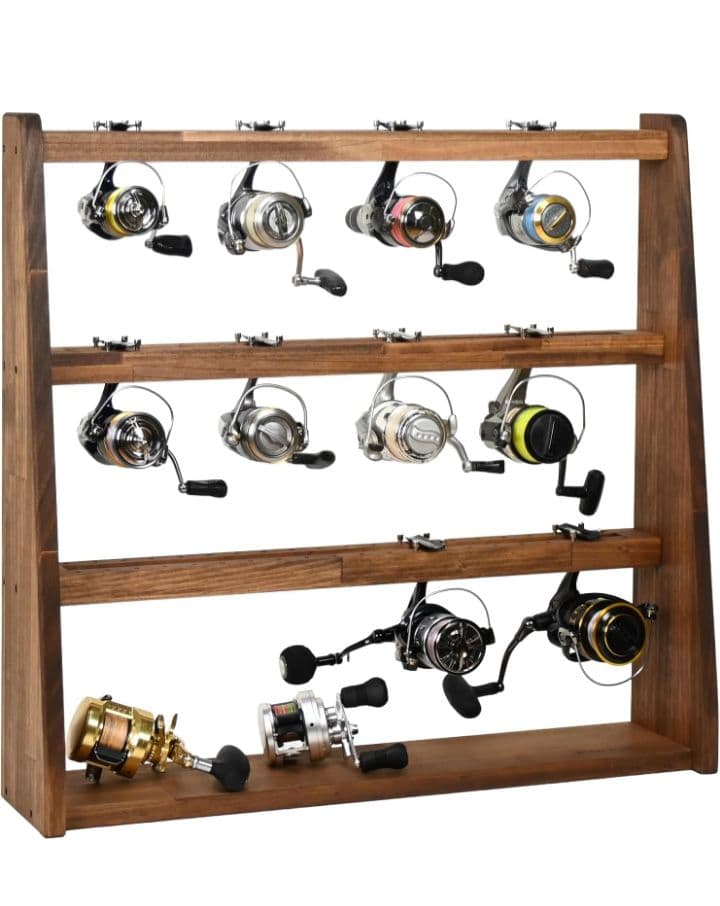 ✨️新品級✨️ WOOD WORKS リールスタンド ブラウン リール置き 釣具