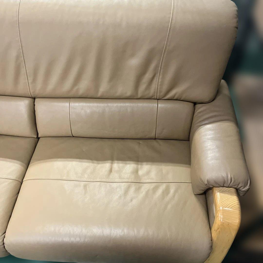 ベージュ レザー 2人掛けソファー インテリア 家具