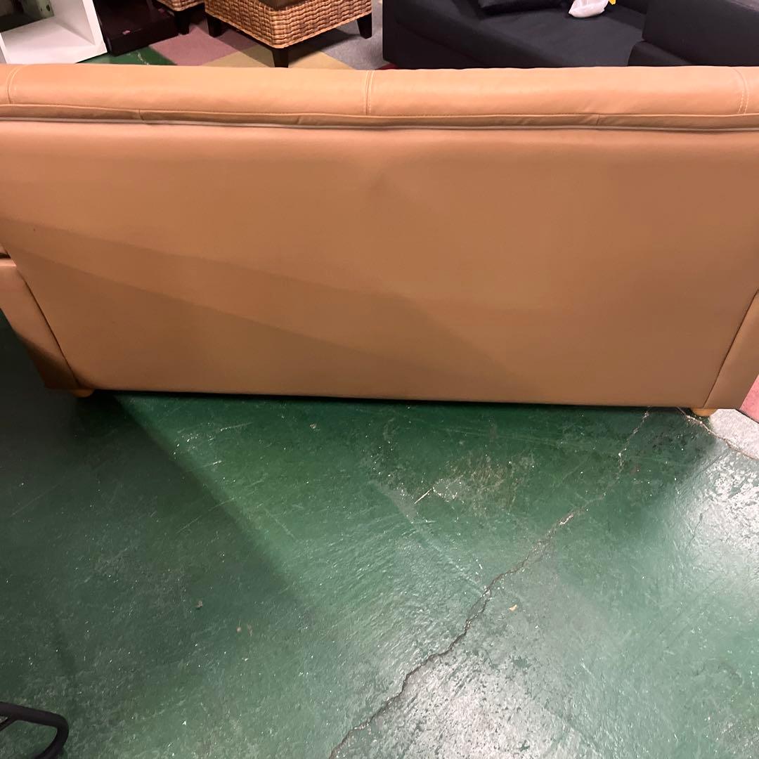 ベージュ レザー 2人掛けソファー インテリア 家具