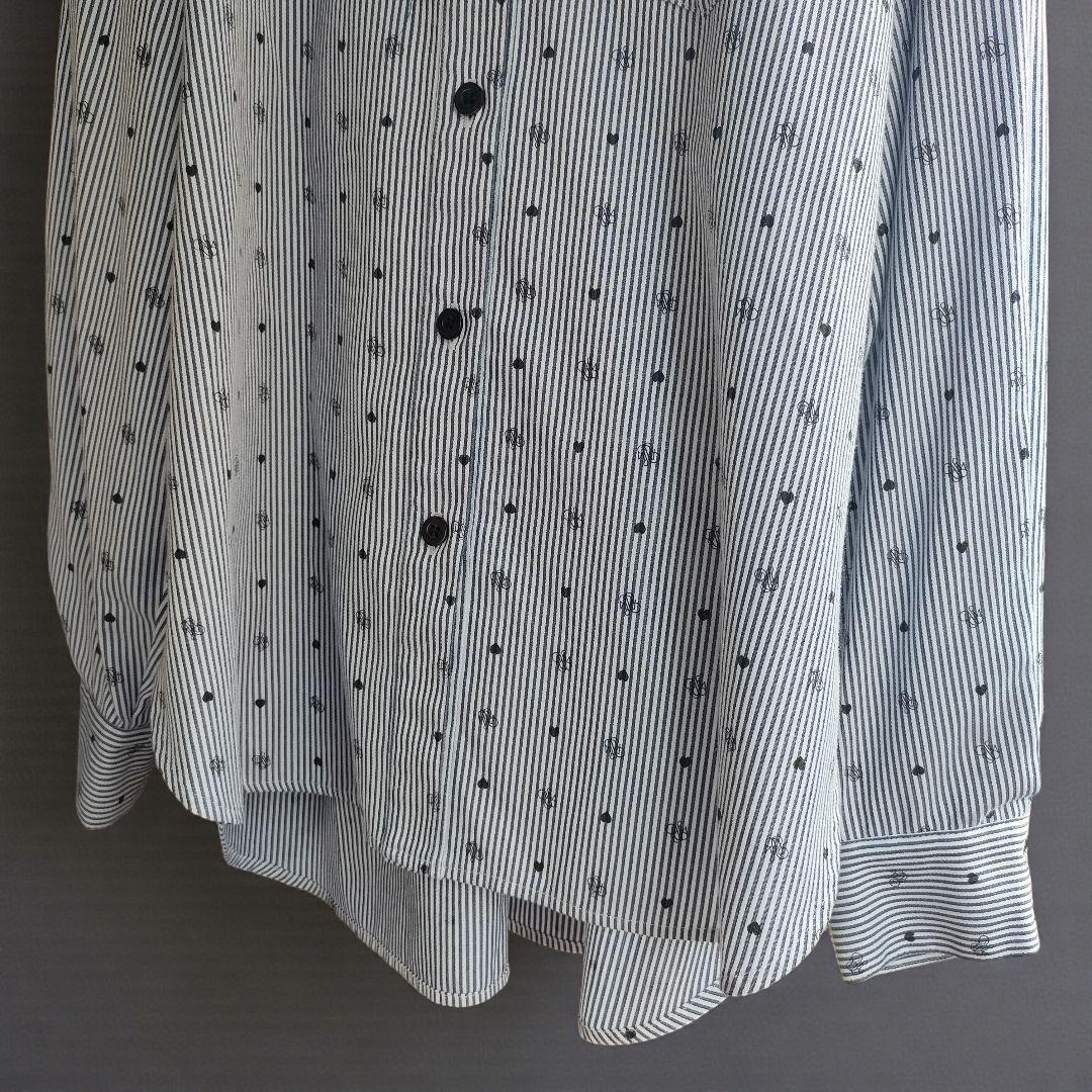 ロージーモンスター ハート ロゴ ストライプ シャツ ブラック