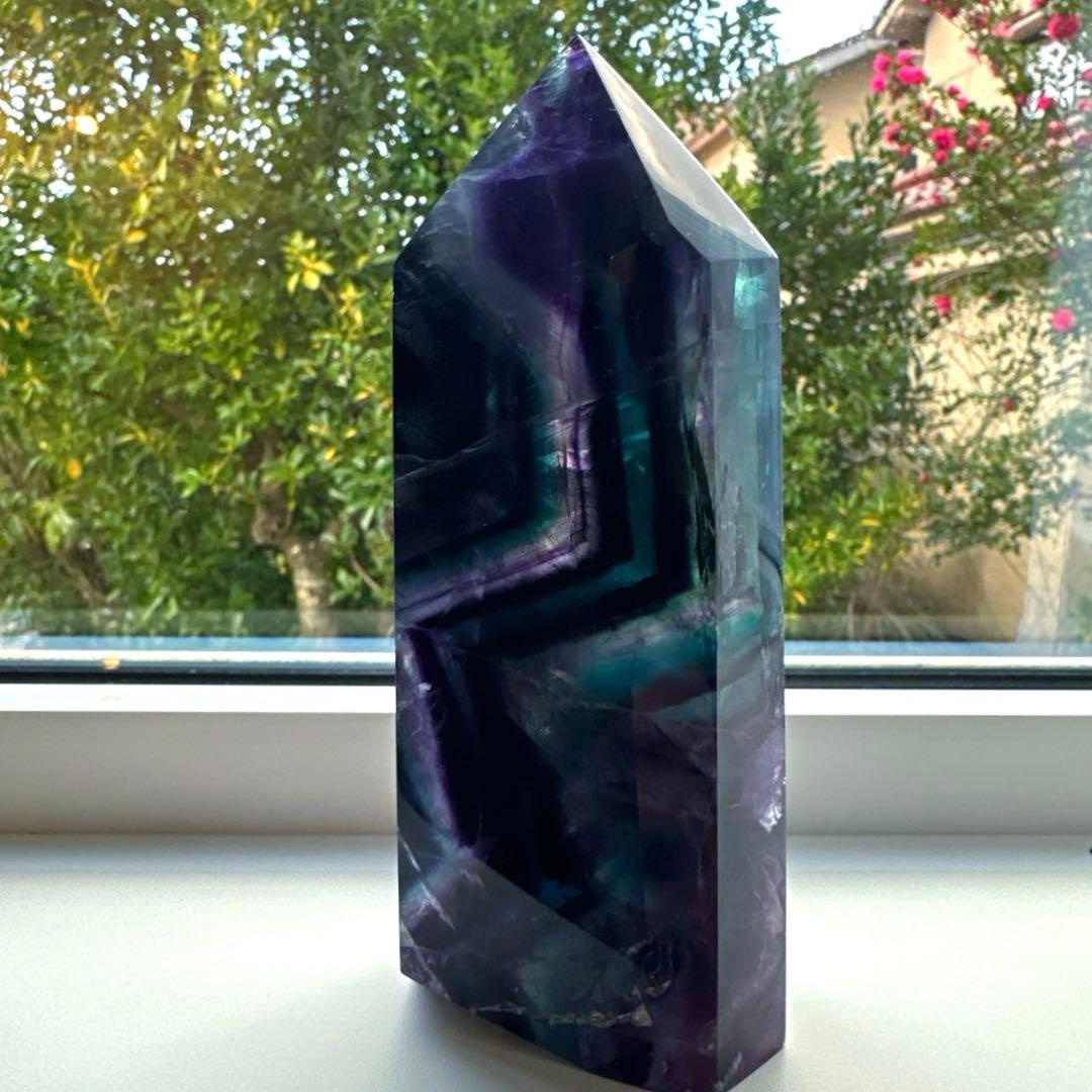 ブルーフローライト　タワー　13.2㎝　フローライト　青　透明感　虹