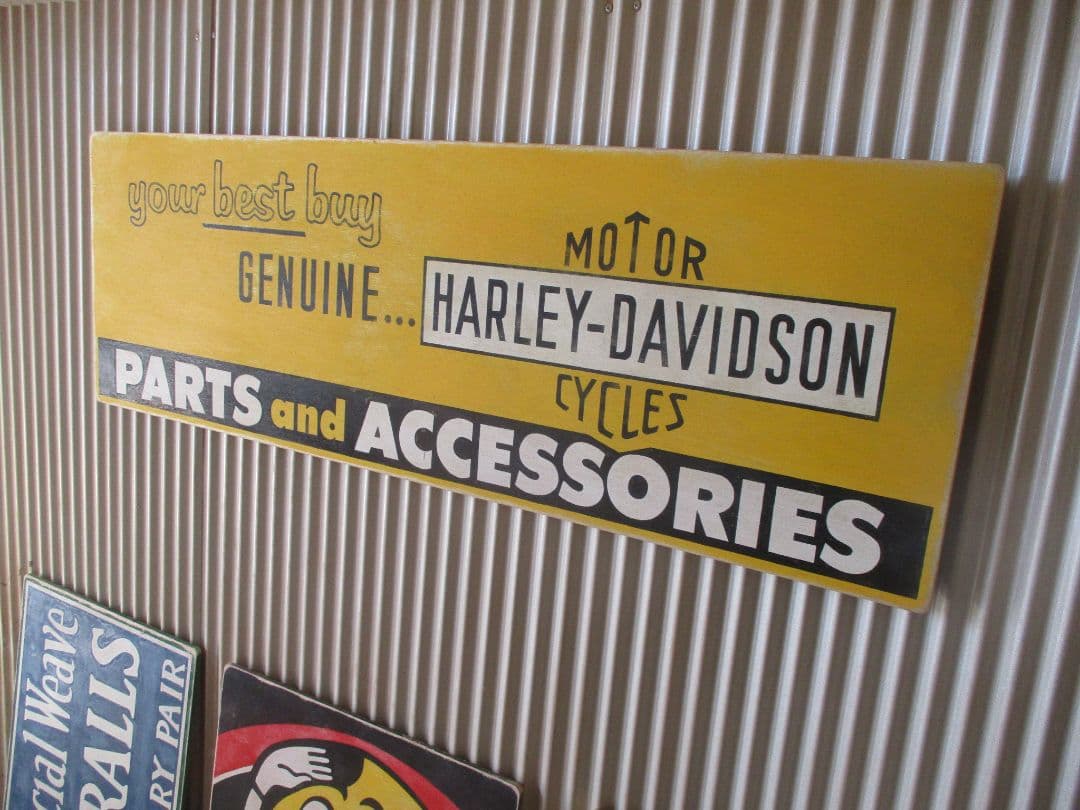 インテリア木製看板HARLEY検)アドバタイジング販促ガレージカスタム60S